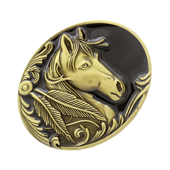 Retro Western Cowboy Indian Horse Head Rodeo Belt Buckle for Mens Bronze