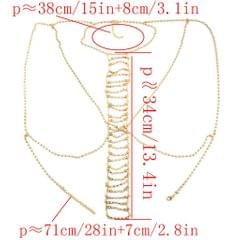 Pretty Crystal Rhinestone Bra Body Chain Harness Crossover Necklace