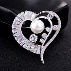 Luxury Fashion Simple Lady Crystal Platinum Peach Heart Shape Brooch High-grade Suits Corsage Brooch