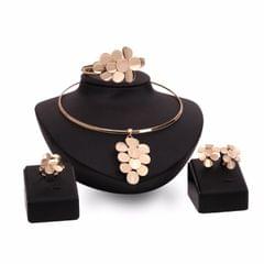 Bridal Gold Leaves Necklace Earrings Ring Bracelet Jewelry Sets