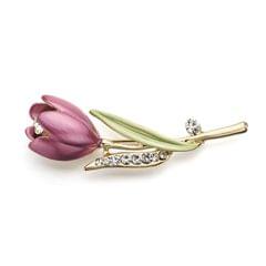 3 PCS Elegant Crystal Tulip Flower Brooch Pin