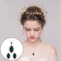 2 PCS Ladies Simple Full Diamond-shape Drop Necklace Earrings Jewelry Set