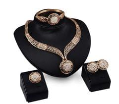 Wedding Beads Crystal Bridal Jewellery Set Rhinestone Jewelry Parure (Gold)