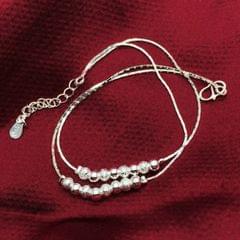 Simple Fashion Frosted Bead Personality Silver Plated Anklet (Silver)