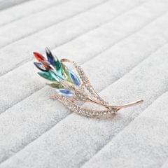 2 PCS Multi-color Crystal Wheat Brooches Women Rhinestone Brooch Pin Fashion Flower Style Jewelry Coat Dress Corsage