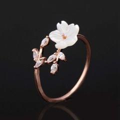 Rose Gold Beautiful Temperament Zircon Leaves Shell Flower Open Ring