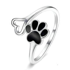 S925 Female Sterling Silver Ring Animal Paw Print Dripping Open Ring
