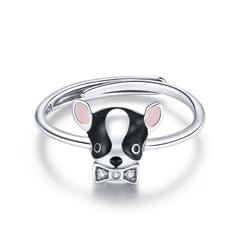 S925 Sterling Silver Cute Puppy Chihuahua Women Ring
