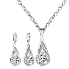 Water Drop Jewelry Sets 925 Sterling Silver Necklace Earrings Wedding Jewelry For Women Wedding Party Sets