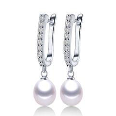 Natural Pearl Earrings925 Sterling Silver Jewelry Women Dangle Drop Earrings For Wedding/Party
