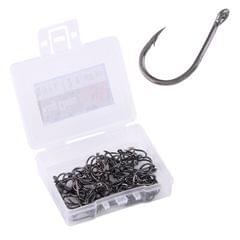 2# 100 PCS  Carbon Steel Fish Barbed Hook Fishing Hooks with Hole