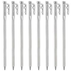Heavy Duty Steel Tent Stakes Pegs with Hook and Hole Design