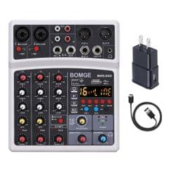 Portable 4 Channels BT Audio Sound Mixer Multifunctional (White)