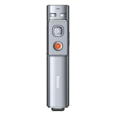 Baseus ACFYB-E0G RF2.4GHz Orange Dot PPT Red Laser Wireless Presenter Turning Pen, Charging Version, Laser Distance: 100m (Grey)