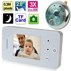 0.3 Mega Pixels 3X Digital Zoom 2.8 inch TFT Screen Ultra High Definition Electronic Peephole Viewer with Photographing / Night Vision / Destruction Alarm Function, Internal 2G Micro-SD Memory Card (White)