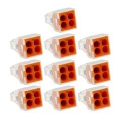 10 PCS 4 Pin Junction Box Push-in Wire Connector for Sectional Area 1-2.5 Square Millimeter Hard Wire