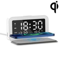 15W Mobile Phone Wireless Charging Clock Night Light Alarm Clock (White)