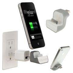 Mini Wall Plug-in Charging Dock for iPhone 4 & 4S / iPod (White)