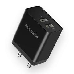ROCK T8 2.4A Double USB Port Travel Charger Power Adapter (Black)