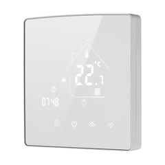 Programmable Smart Digital Thermostat Mirror Room Temperature Controller with LCD Backlight Touchscreen for Home School Office Hotel,Black & White