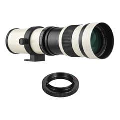 Camera MF Super Telephoto Zoom Lens F/8.3-16 420-800mm T2 Mount with AI-mount Adapter Ring Universal 1/4 Thread Replacement for Nikon AI-mount D50 D90 D5100 D7000 D3 D5100 D3100 D3000 D60 Cameras,White