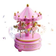 Carousel Music Box 4-Horse Rotating Baby Musical Toy Christmas Gifts Birthday Presents for Girls Kids Children Daughter Friends,Pink
