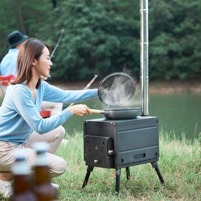 Portable Foldable Wood Burning Stove Camp Tent Stove With