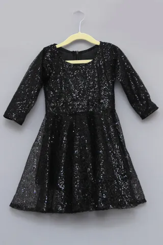 Black Light Sequin Party Dress