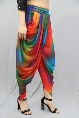 Multicolor Georgette Dhoti Pant