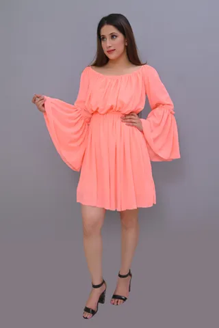 Neon Orange Off Shoulder Dress