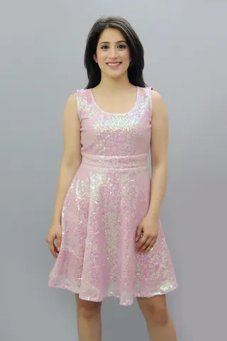 Pink Shimmer Skater Dress