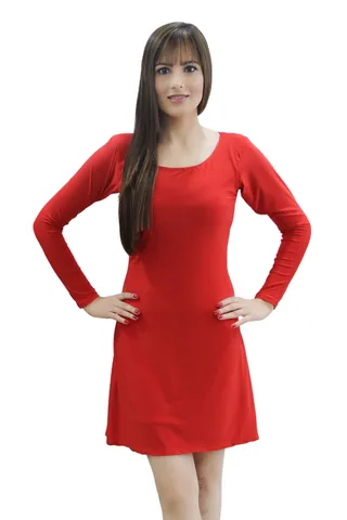 Solid Red A Line Dress