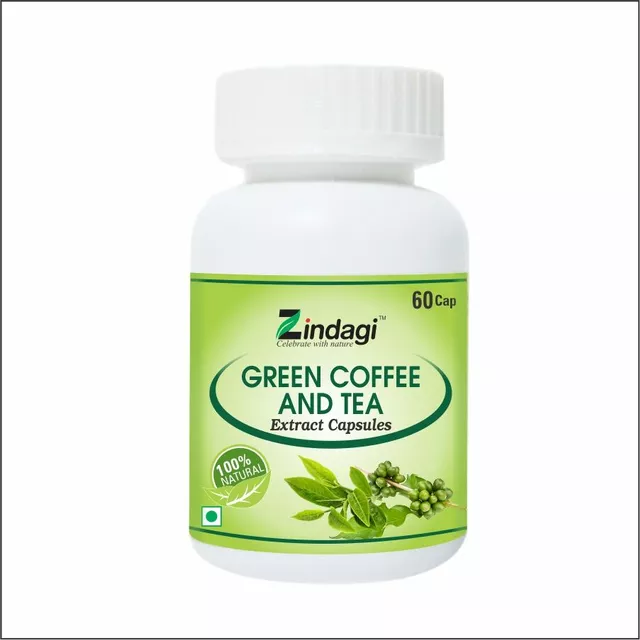 Zindagi Green Coffee & Tea Capsules - Natural Green Coffee & Green Tea Extract For Weight Loss (60 Capsules)