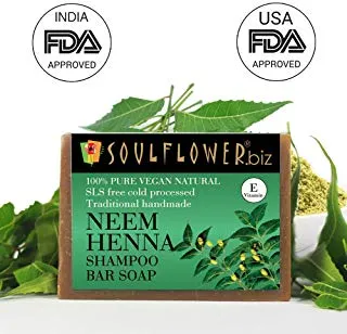 Soulflower Neem Henna Shampoo Bar Soap (150gm)