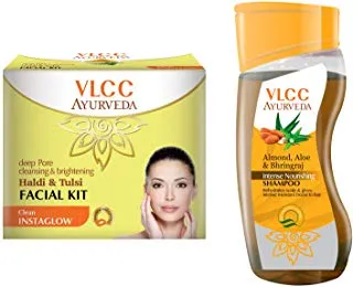 VLCC Haldi Tulsi Facial Kit and Ayurveda Shampoo Combo