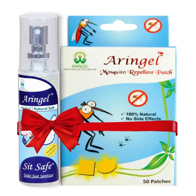 Aringel Mosquito Repellent Patch 1st Gen. + Sit Safe Toilet Seat Sanitizer (50 Patches + 50ml)