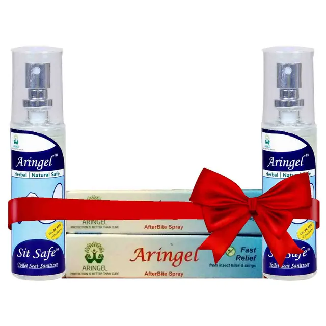 Aringel After Bite Spray (Pack of 2, 50ml) + Sit Safe Toilet Seat Sanitizer (50ml)