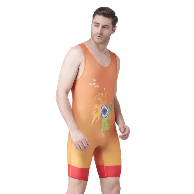 Sport Sun Orange Wrestling Costume For Men