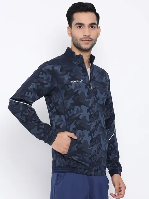 Sport Sun Navy Blue Camouflage Jacket For Men