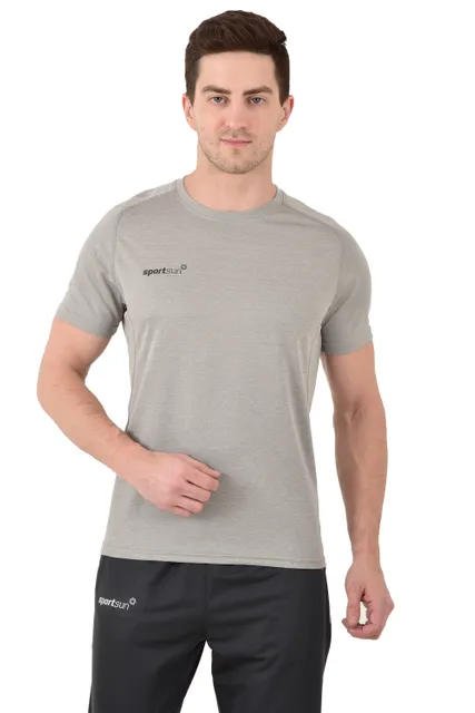 Sport Sun Solid Men Round Neck Light Grey Cool Run T Shirt CRT 02