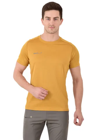 Sport Sun Solid Men Round Neck Mustard Cool Run T Shirt CRT 02