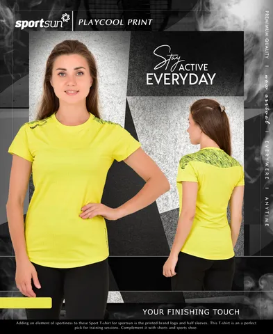 Sport Sun Self Design Lemon T Shirt For Women's PWT 01
