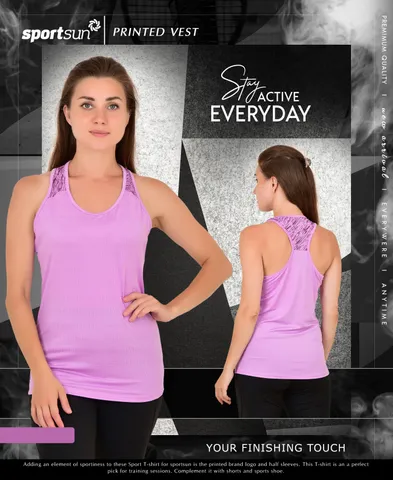 Sport Sun Self Design Pink Gym Vest For Women's WV 01