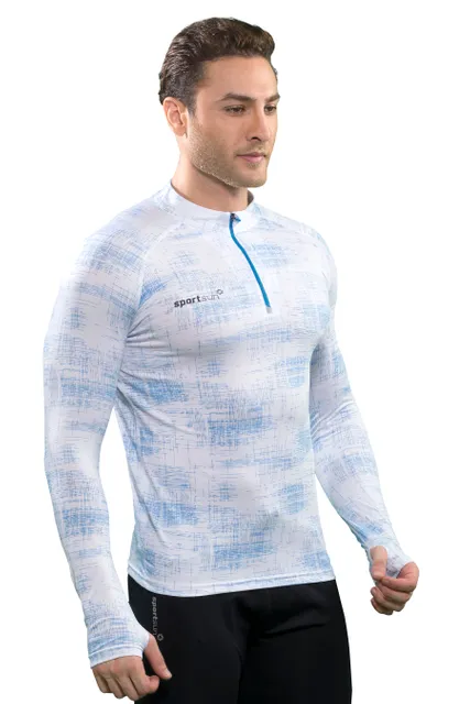 Sport Sun Self Design Full Sleeve Playcool T Shirt For Men's White PPT 02