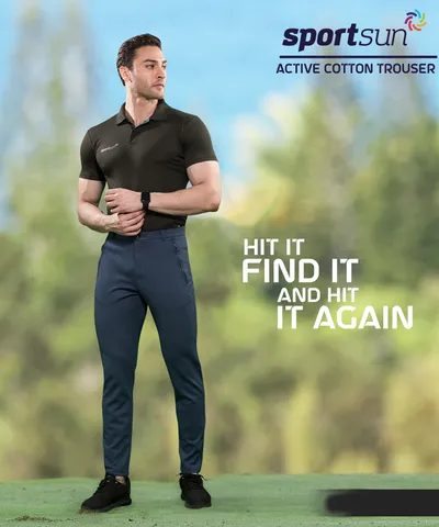 Sport Sun Slim Fit Airforce Milange Trouser For Men