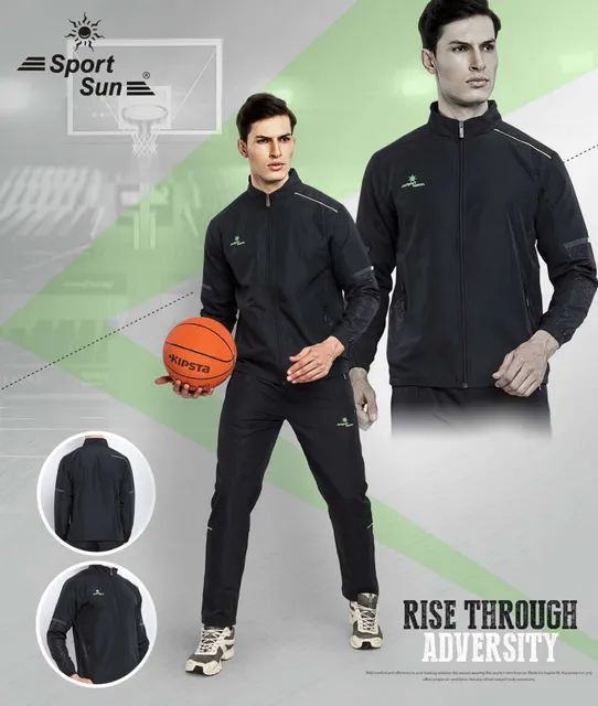 Sport Sun Solid Men Micro Poly Track Suit Black 1191