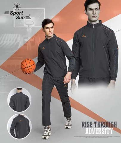Sport Sun Solid Men Micro Poly Track Suit Dark Grey 1191