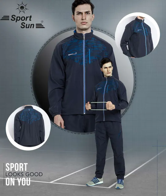 Sport Sun Printed Men Micro Track Suit Navy Blue 1192