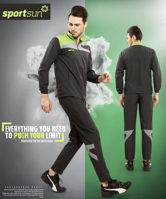 Sport Sun Grey Green Micro Poly Track Suit for Men 1183