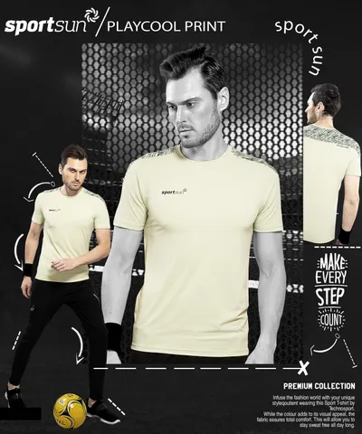 Sport Sun Round Neck Playcool T Shirt Light Green For Men's PPT 01